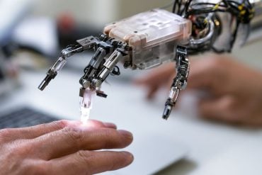 This shows a robotic hand.