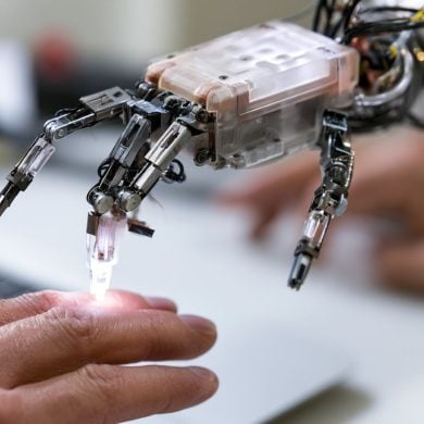 This shows a robotic hand.