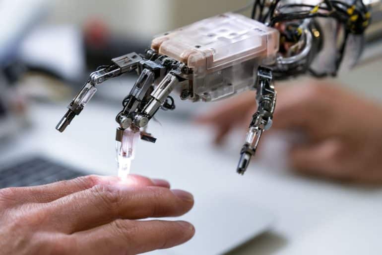 This shows a robotic hand.