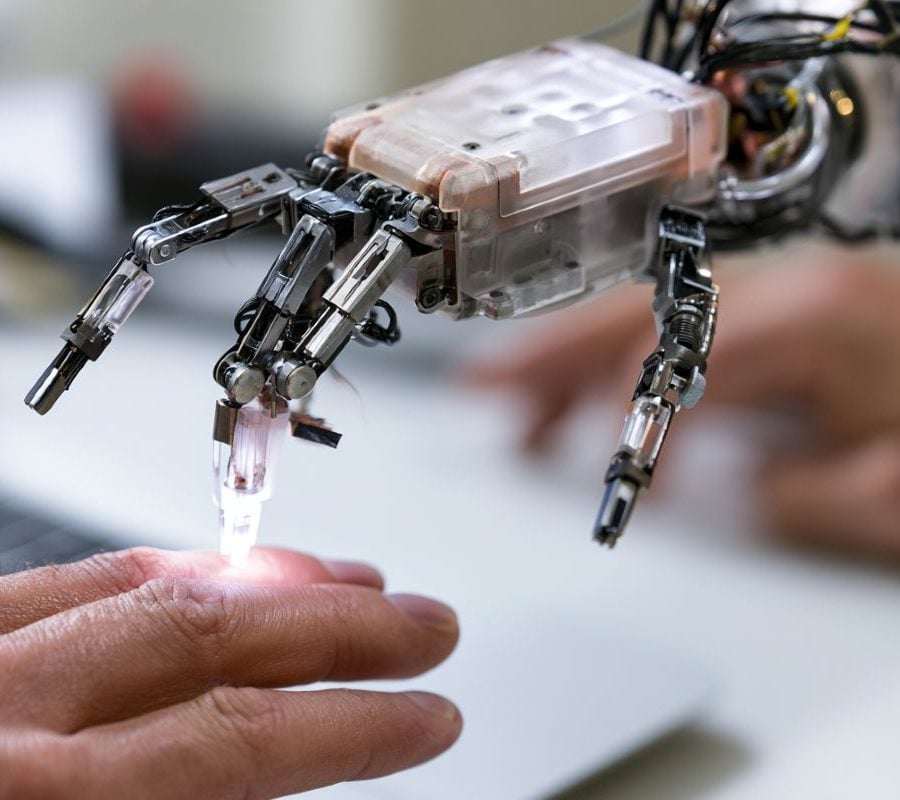 This shows a robotic hand.