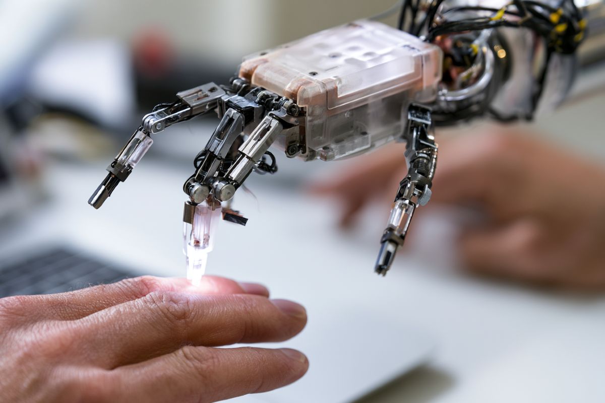 This shows a robotic hand.