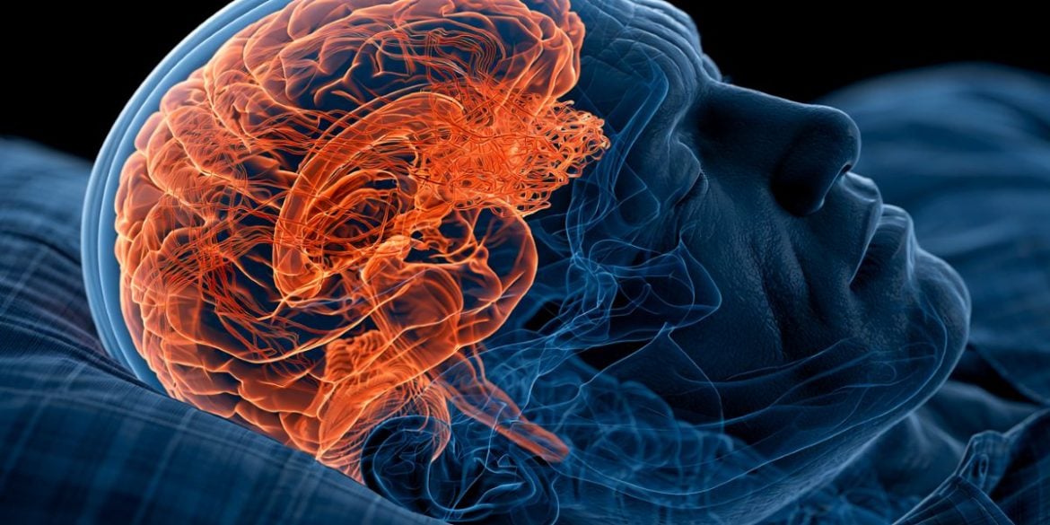 This shows a person sleeping and a brain.