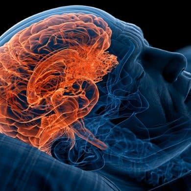 This shows a person sleeping and a brain.