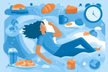This shows a person sleeping surrounded by food.