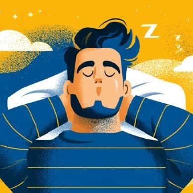 This shows a man snoring.