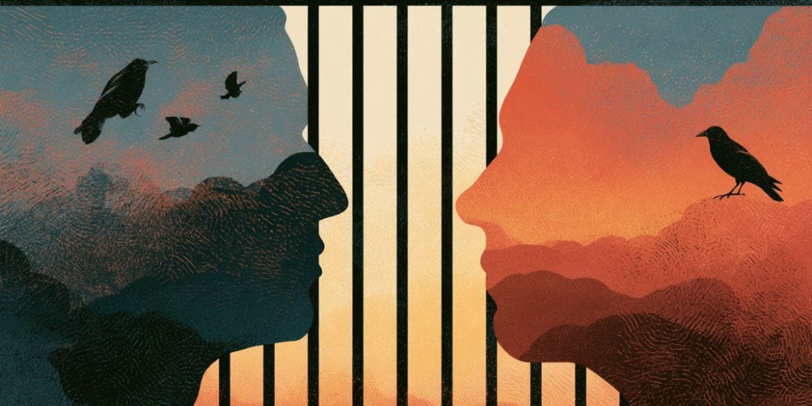 This shows people surrounded by bars.