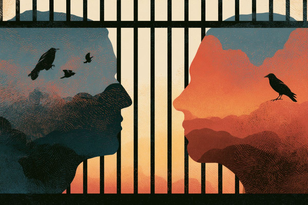 This shows people surrounded by bars.