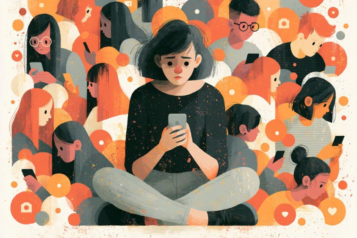 This shows a teen on a phone, looking anxious.