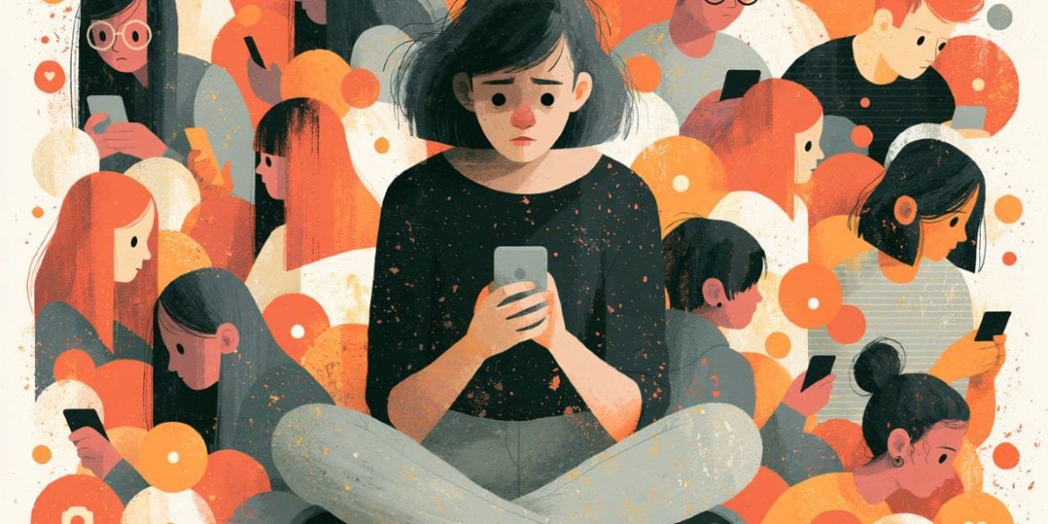 This shows a teen on a phone, looking anxious.