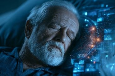 This shows an older man sleeping.