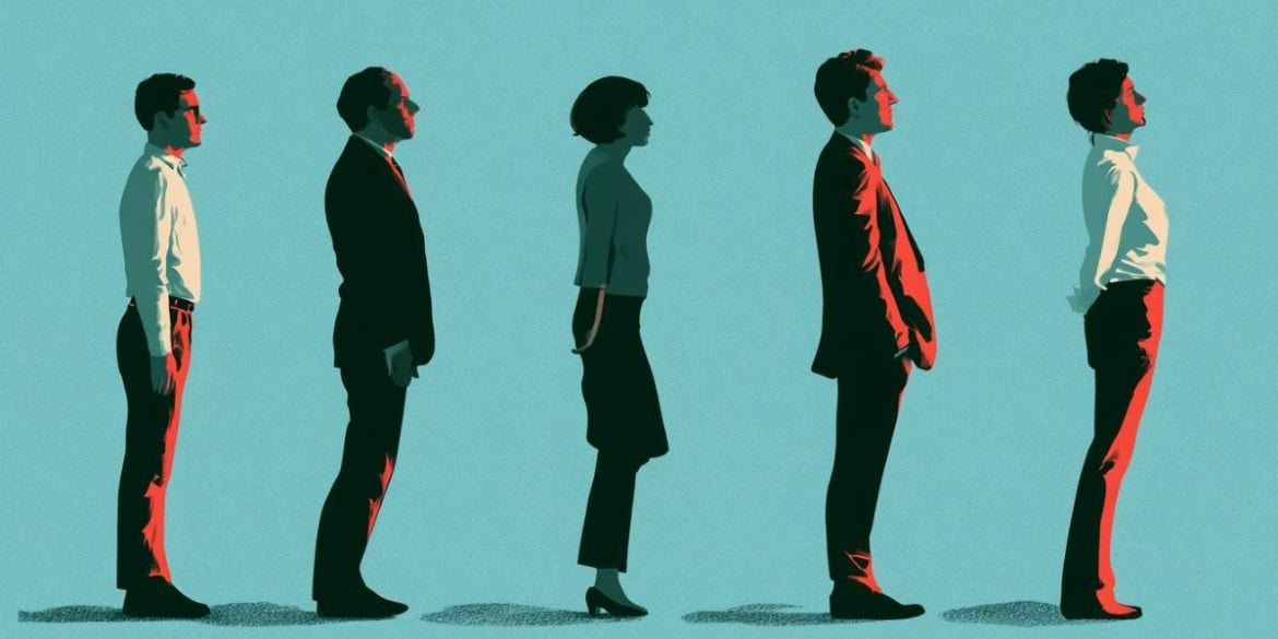 This shows people standing straight.