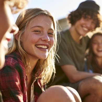 This shows happy teens.
