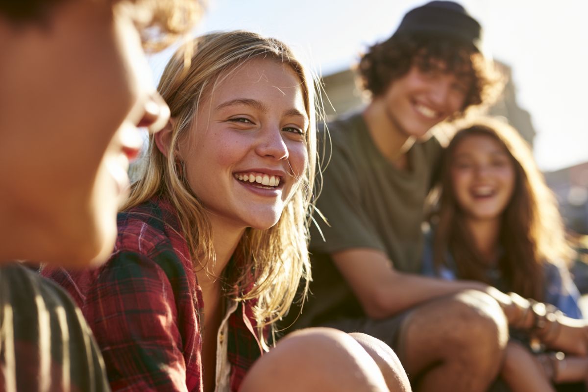 This shows happy teens.