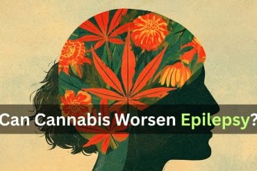 This shows a head and leaves. Caption reads "Can Cannabis Worsen Epilepsy?"