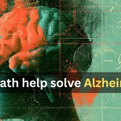 This shows a head surrounded by numbers. Caption reads "Can math help solve Alzheimer’s?"