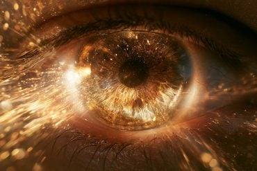 This shows an eye surrounded by a golden light.