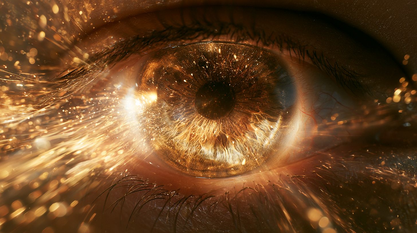 This shows an eye surrounded by a golden light.