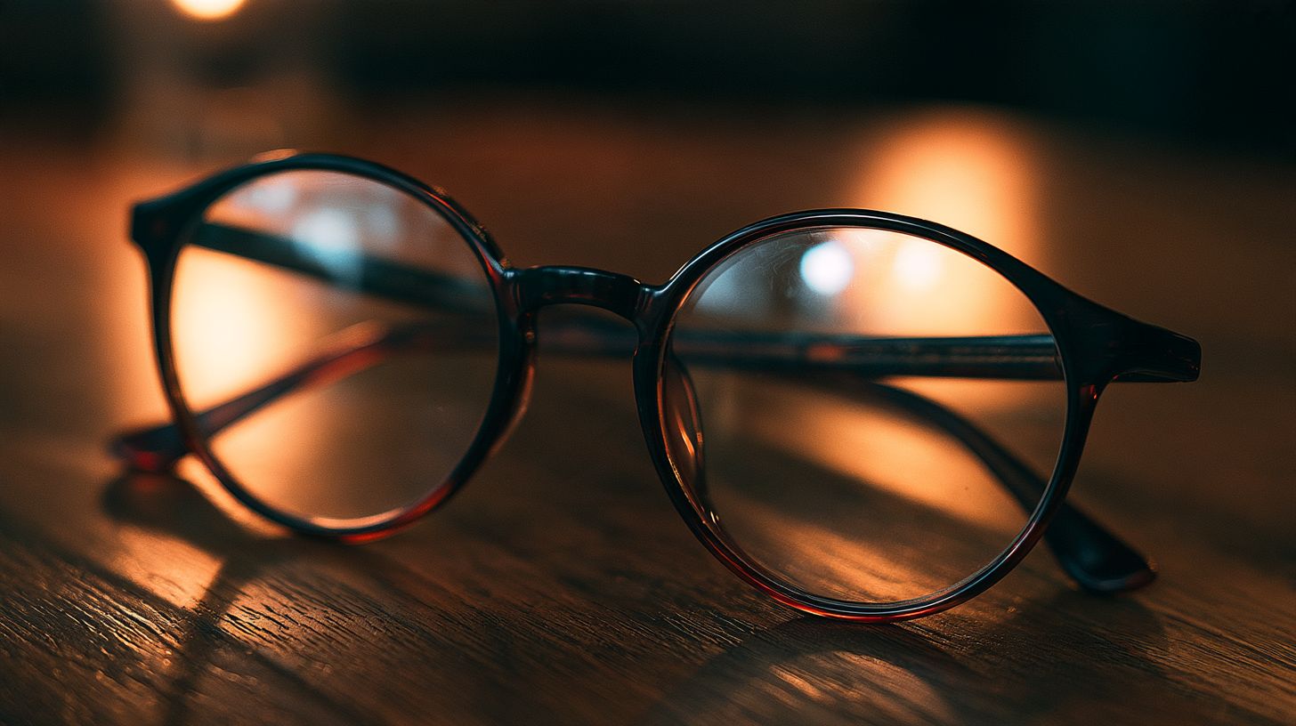 This shows a pair of glasses on a table.