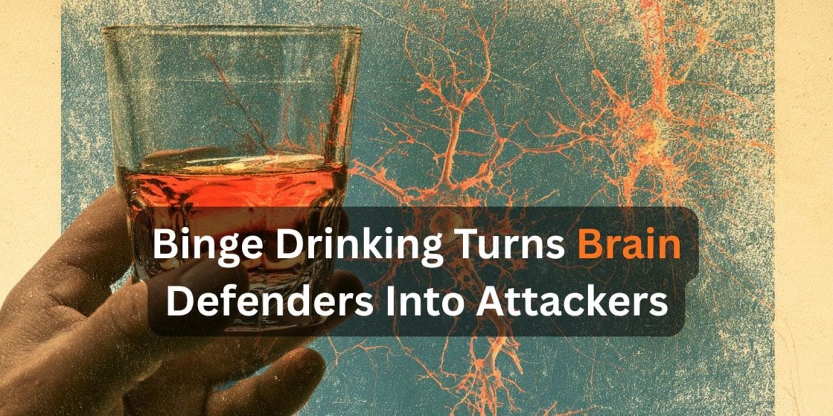 This shows a person holding a glass of scotch and microglia.