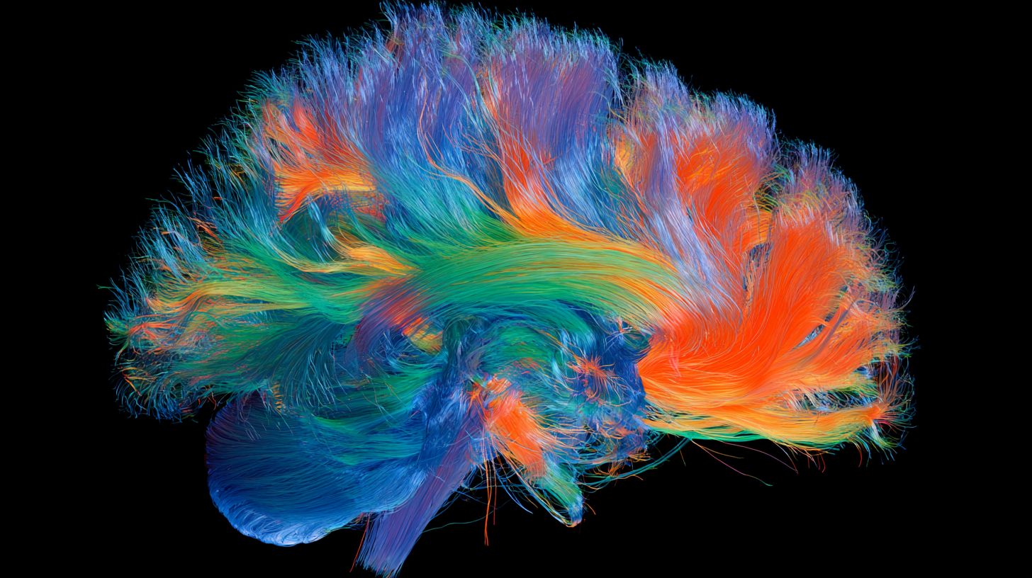 This shows a connectome of the brain.