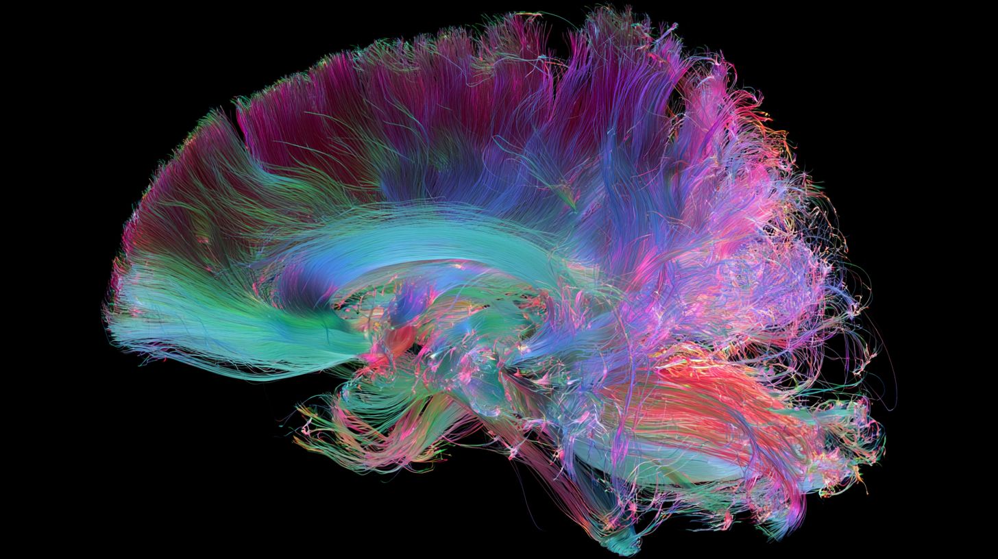 This shows a connectome brain map.