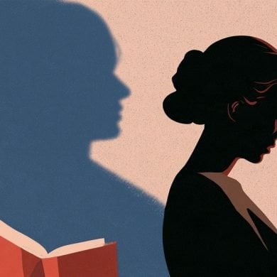 This shows a person and abook.